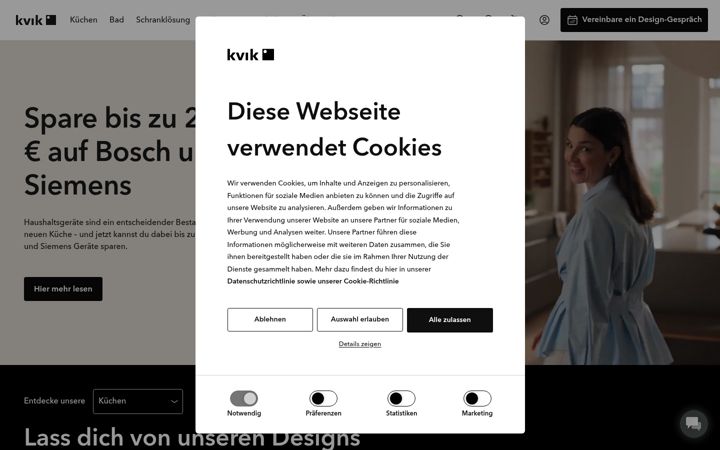 Screenshot of kvik.de