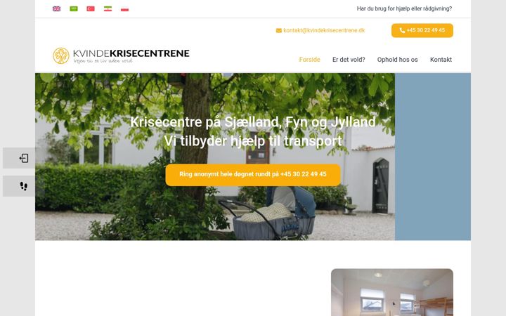 Screenshot of kvindekrisecentrene.dk