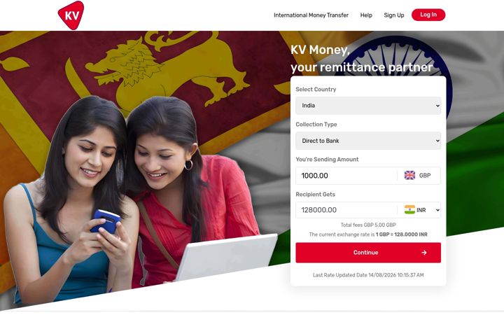 Screenshot of kvmoneytransfer.co.uk