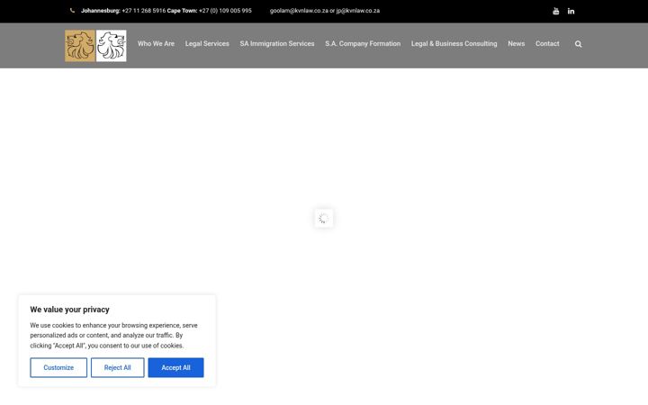 Screenshot of kvnlaw.co.za