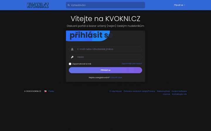 Screenshot of kvokni.cz