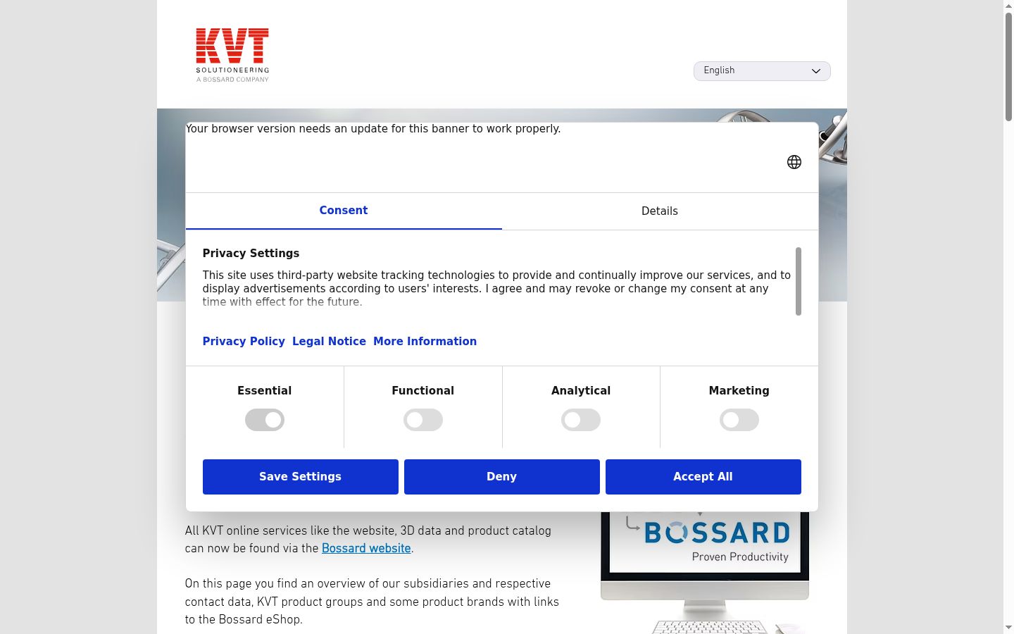 Screenshot of the consent banner shown before any interaction