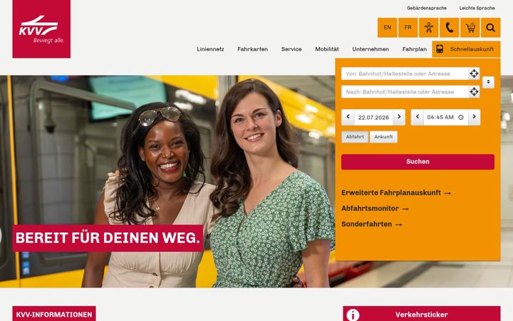Screenshot of kvv.de
