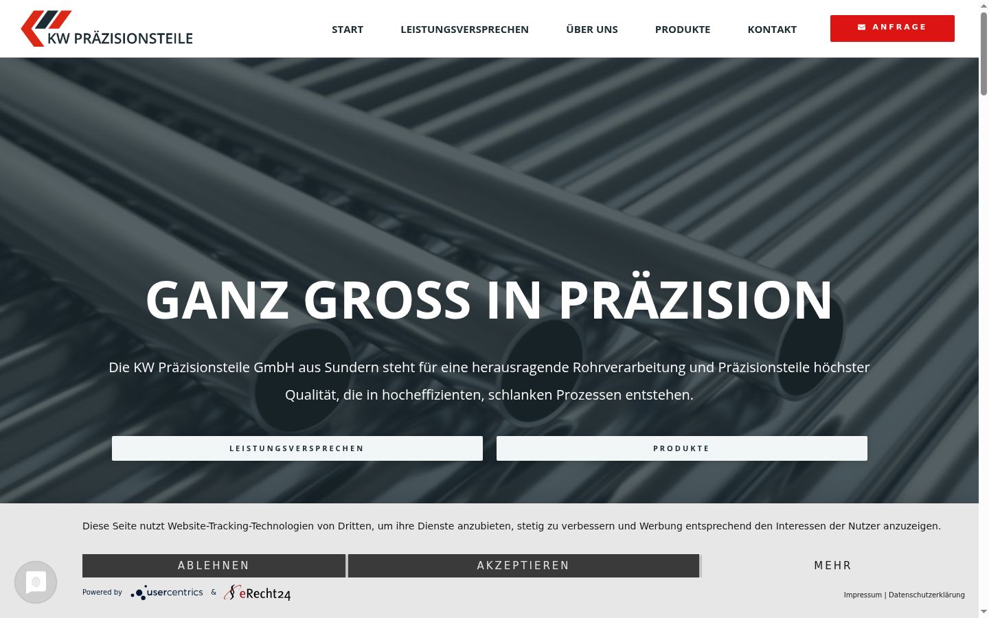 Screenshot del banner di consenso mostrato prima di qualsiasi interazione