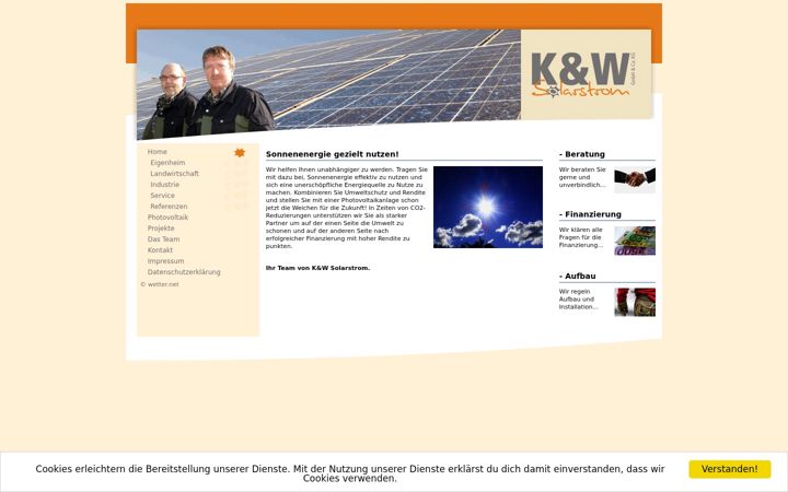 Screenshot of kw-solarstrom.de