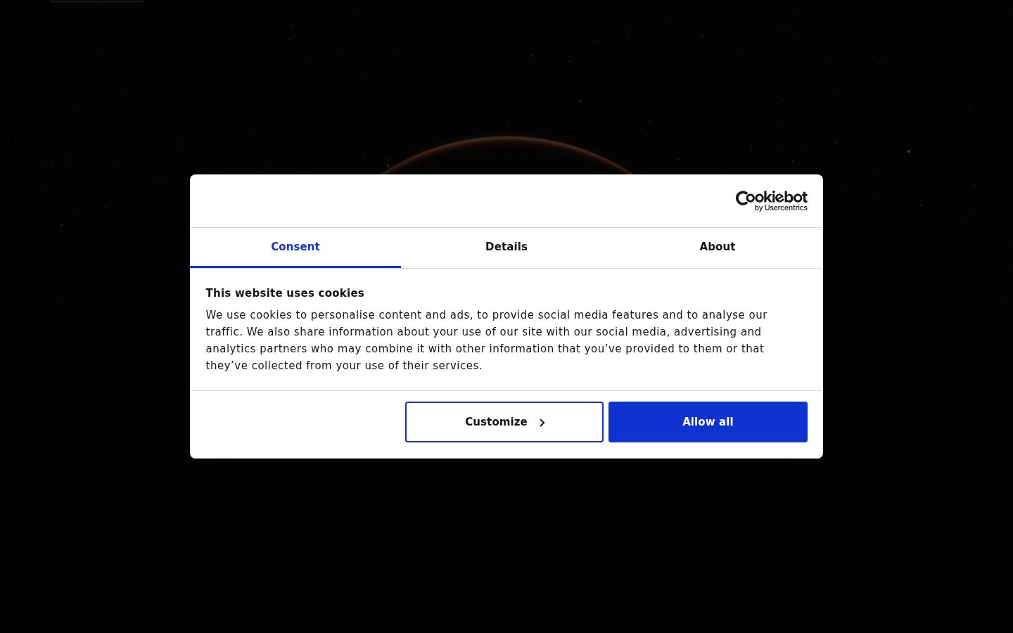 Screenshot του banner συγκατάθεσης που εμφανίστηκε πριν από οποιαδήποτε αλληλεπίδραση