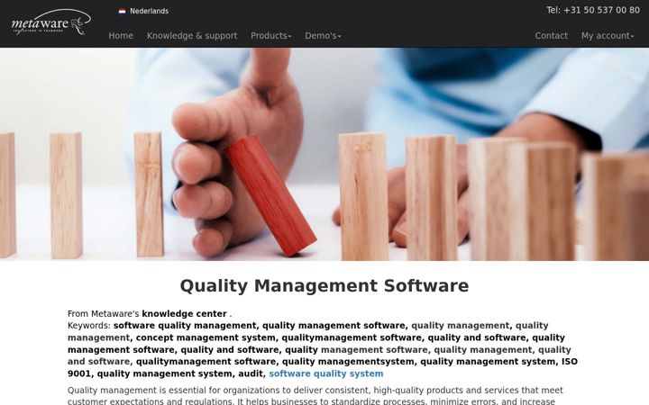 Screenshot of kwaliteitsmanagementsoftware.eu