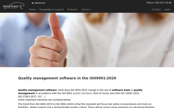Screenshot of kwaliteitsmanagementsysteemsoftware.nl