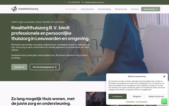 Screenshot of kwaliteitthuiszorg.nl