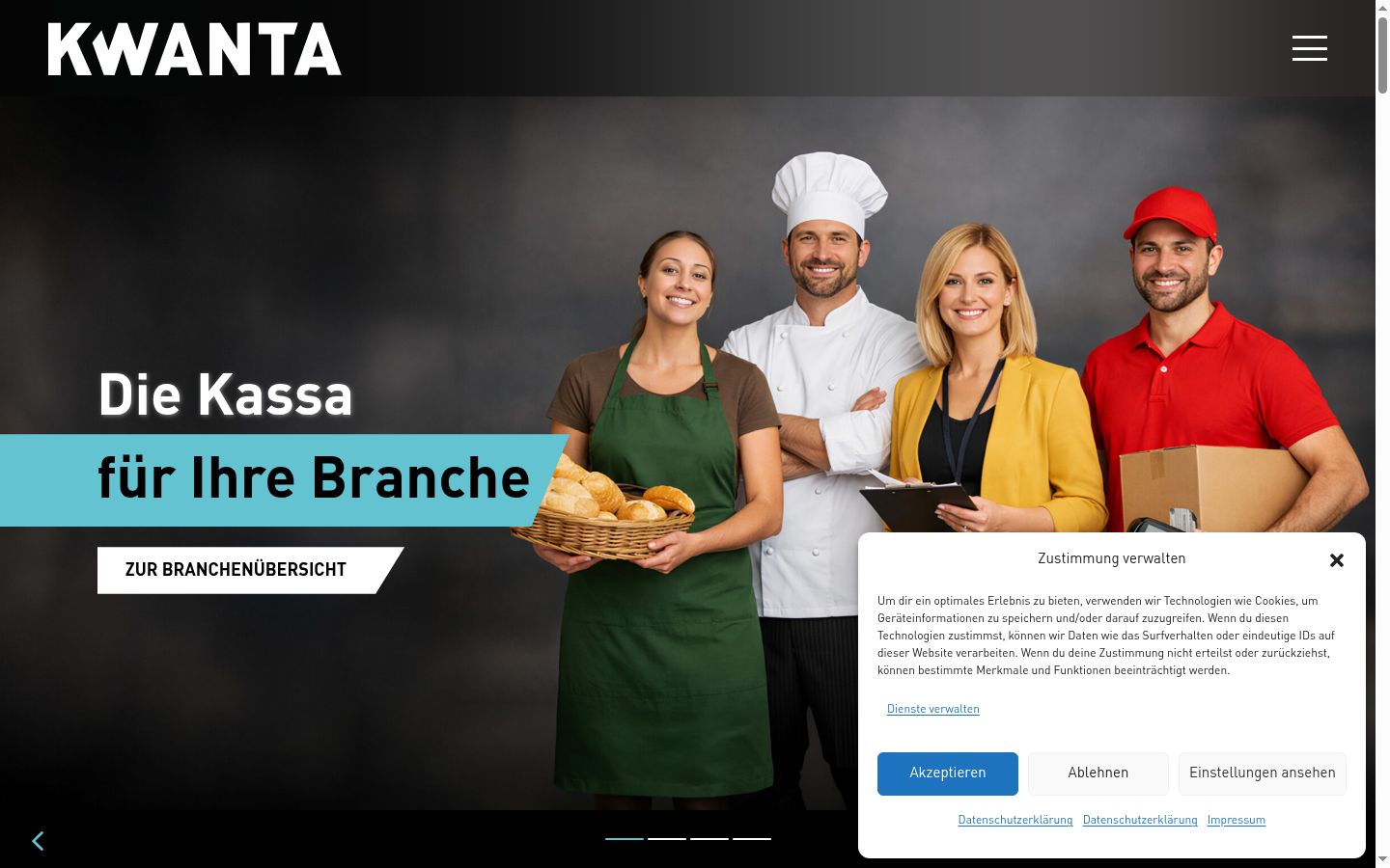 Screenshot del banner di consenso mostrato prima di qualsiasi interazione