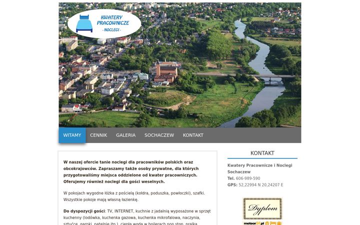 Screenshot of kwaterynoclegisochaczew.pl