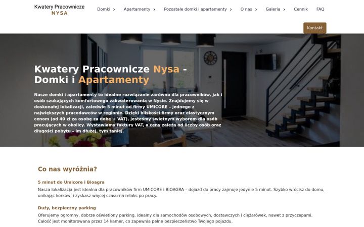 Screenshot of kwaterypracowniczenysa.pl