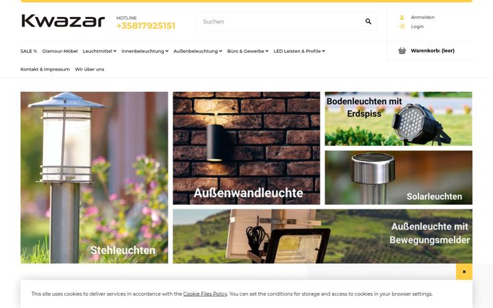 Screenshot of kwazar-leuchte.de