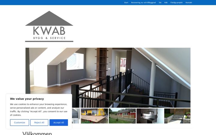 Screenshot of kwbyggservice.se