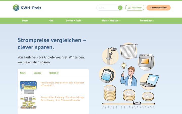 Screenshot of kwh-preis.de