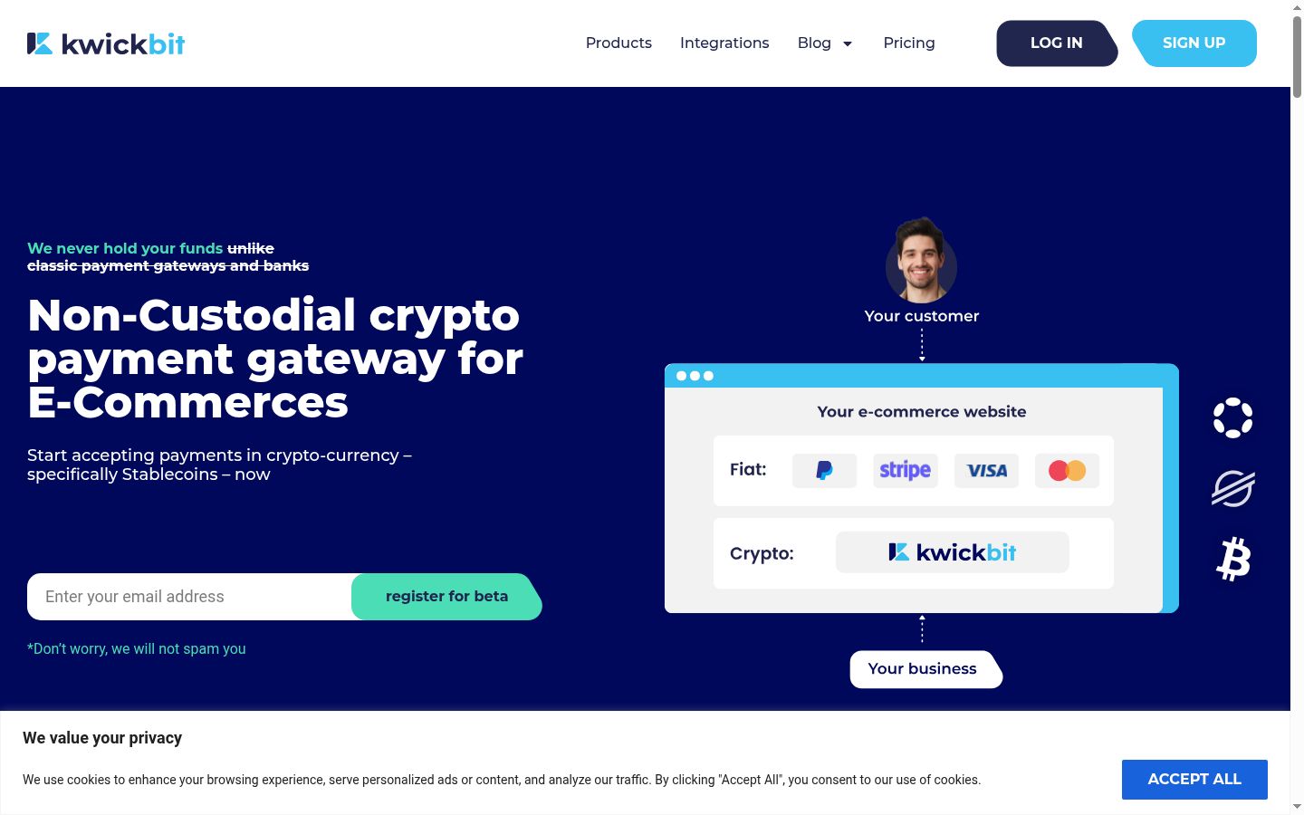 Screenshot del banner di consenso mostrato prima di qualsiasi interazione