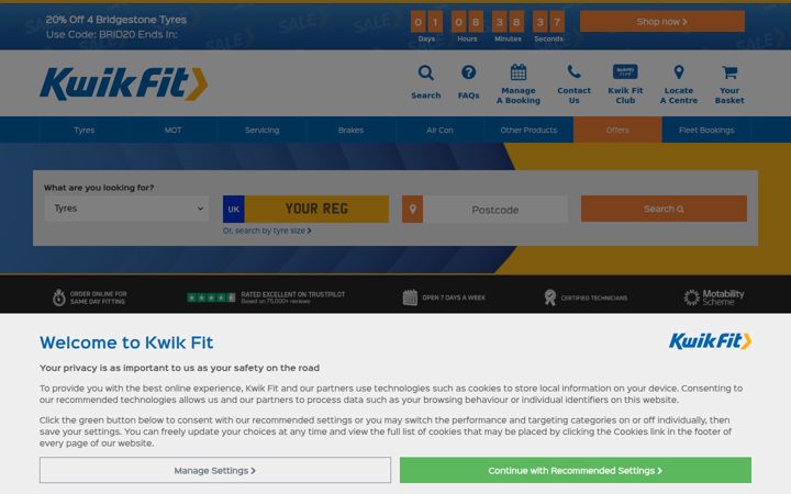 Captura de ecrã de kwik-fit.com