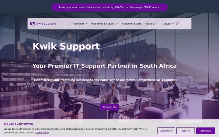 Screenshot of kwik.support