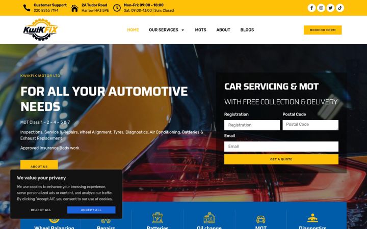 Screenshot di kwikfixmotors.com