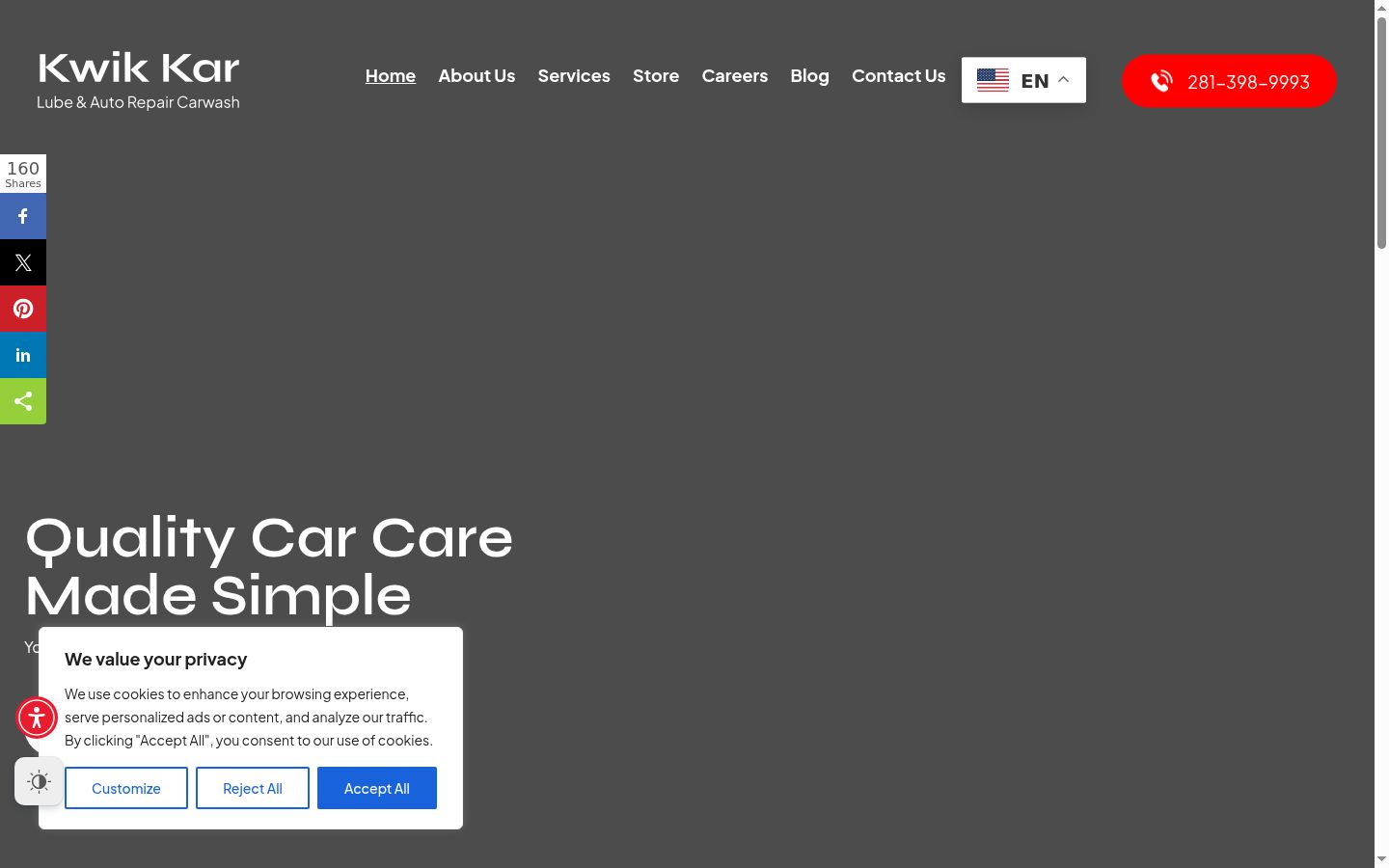 Screenshot del banner di consenso mostrato prima di qualsiasi interazione