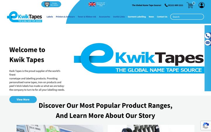 Screenshot di kwiktapeslabels.com