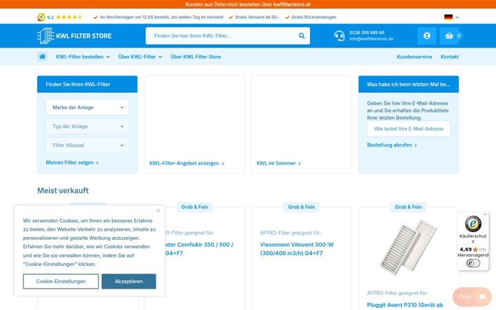 Screenshot of kwlfilterstore.de