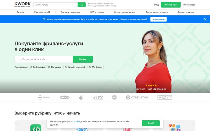 Ekraanipilt saidist kwork.ru