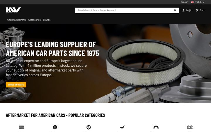 Screenshot of kwparts.com