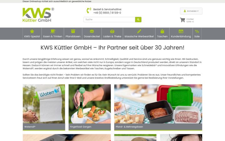 Skjámynd af kws-shop.com