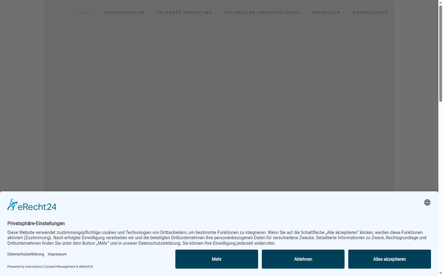 Screenshot des Einwilligungsbanners vor jeglicher Interaktion