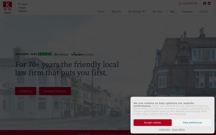 Screenshot of kww.co.uk