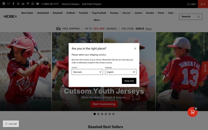 Screenshot of kxkshop.com