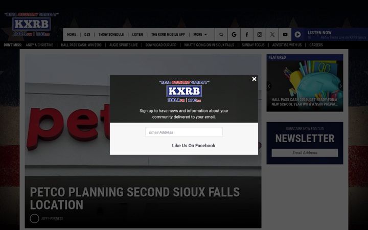Skjámynd af kxrb.com