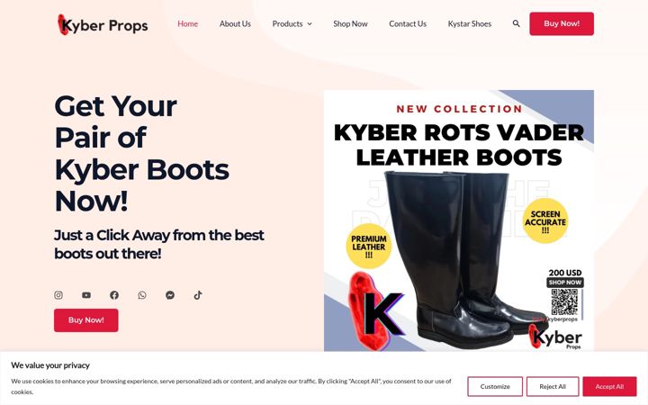 Screenshot of kyberprops.com