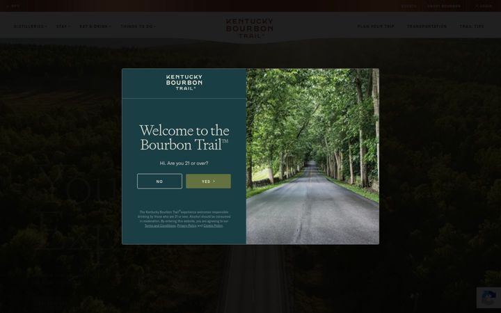 Captura de pantalla de kybourbontrail.com