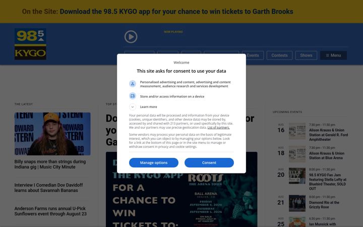 Screenshot of kygo.com