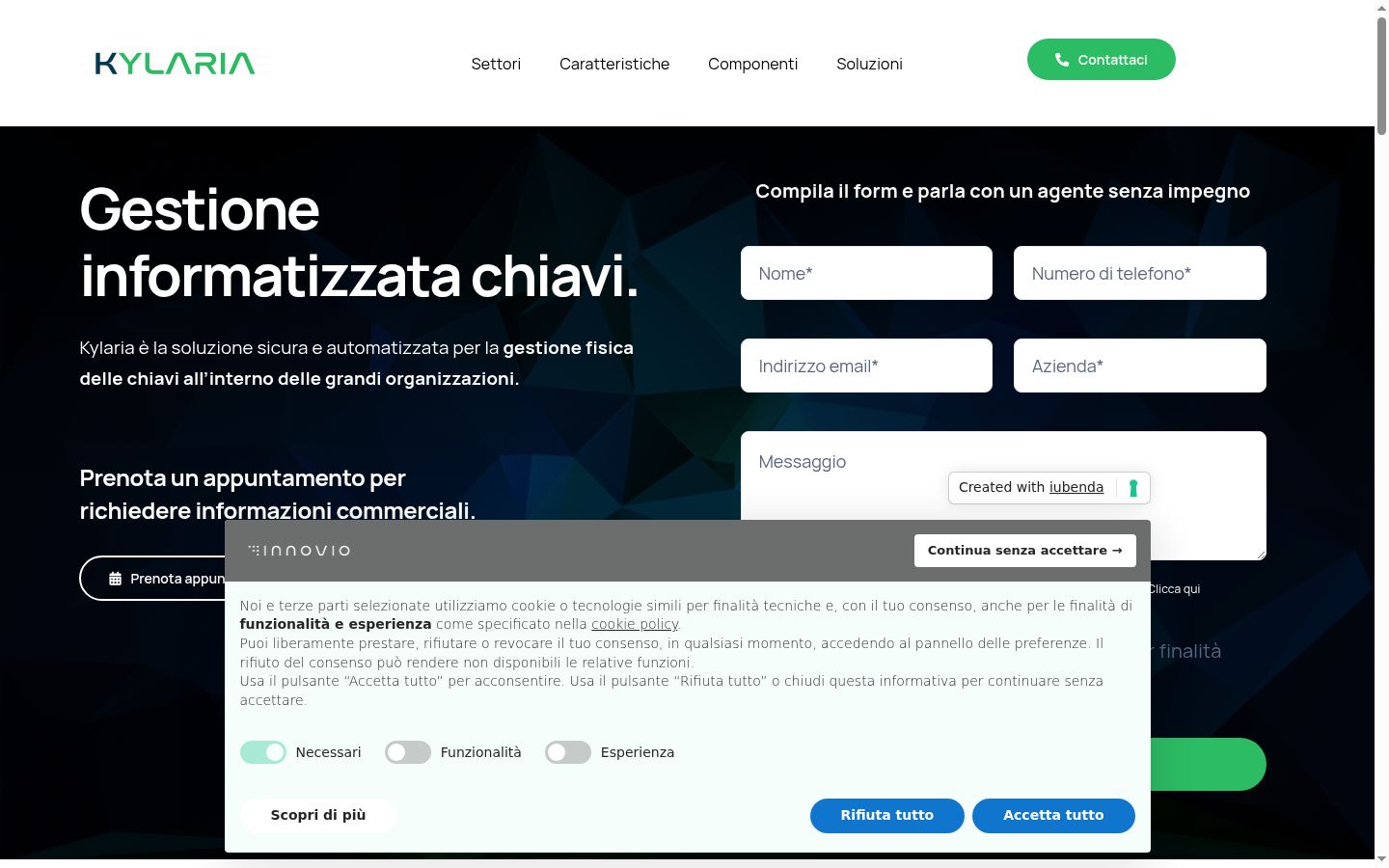 Captura de ecrã do banner de consentimento apresentado antes de qualquer interação
