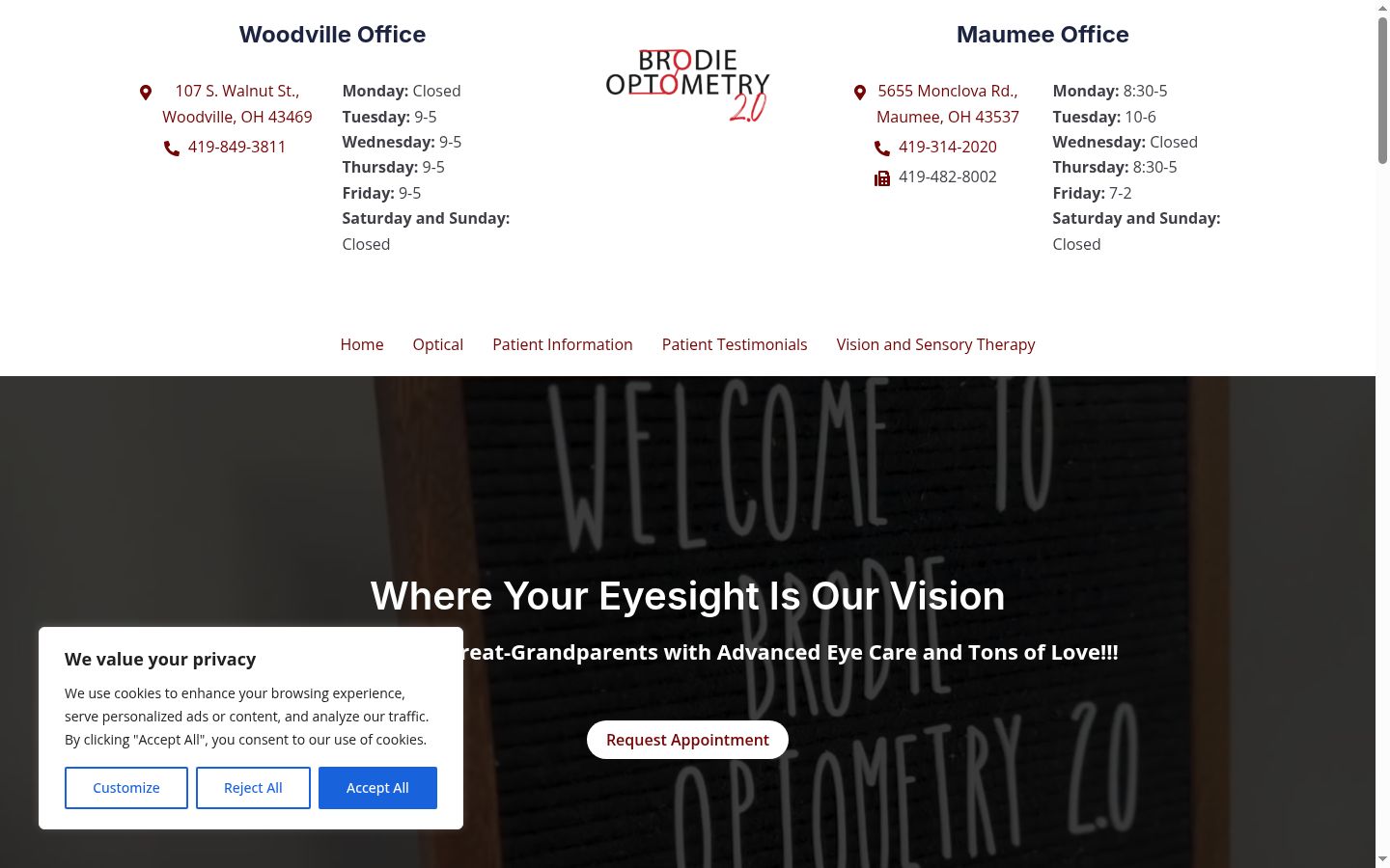 Screenshot of the consent banner shown before any interaction