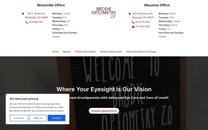 Screenshot of kylebrodieoptometry.com