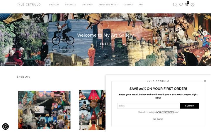 Screenshot of kylecetruloart.com