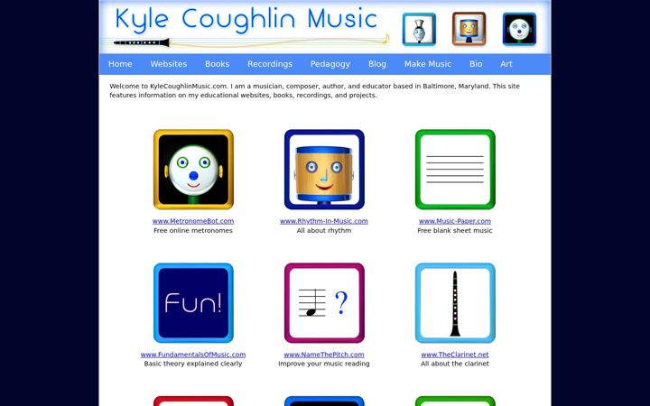 Screenshot of kylecoughlinmusic.com