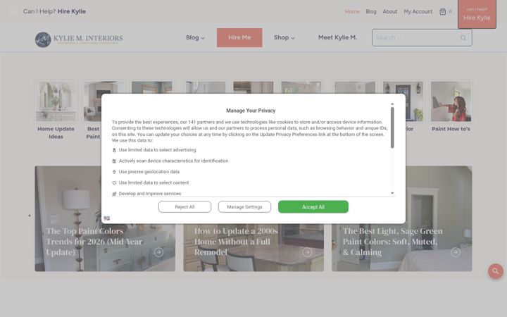 Screenshot of kylieminteriors.ca