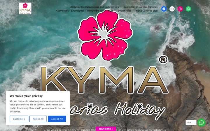 Screenshot of kymacanarias.com