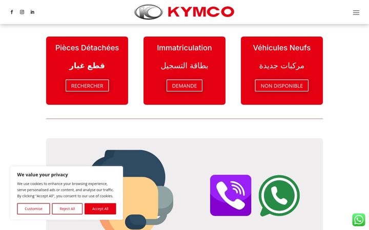 Screenshot of kymco-dz.com