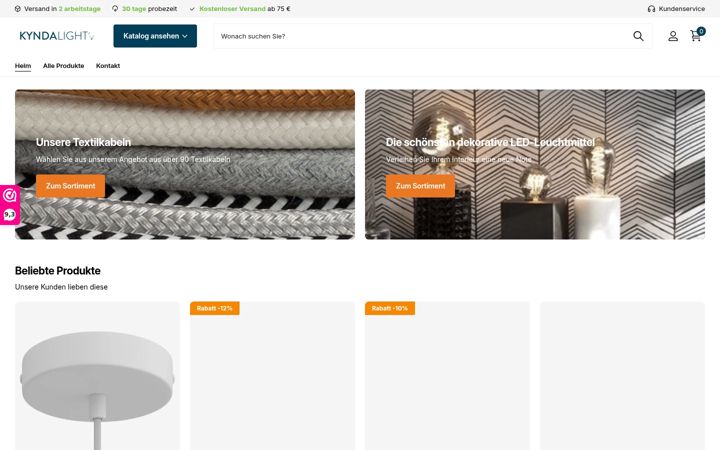 Screenshot of kyndalight.de