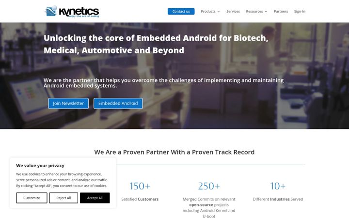 Screenshot of kynetics.com