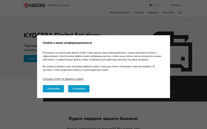 Screenshot of kyoceradocumentsolutions.ru