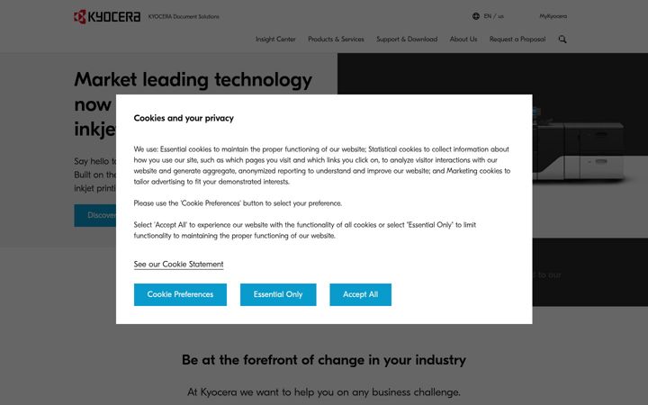 Screenshot of kyoceradocumentsolutions.us