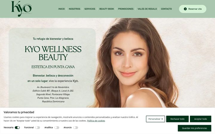 Screenshot of kyowellnessbeauty.com