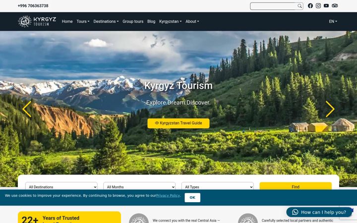 Screenshot of kyrgyzstan-tourism.com